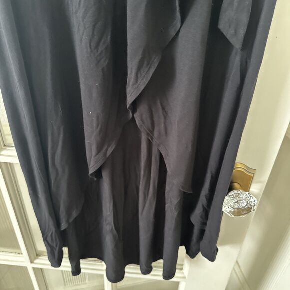 Midi Black Faux Wrap Skirt Womens Medium Stretch Pull On Elastic Waist - Picture 4 of 10